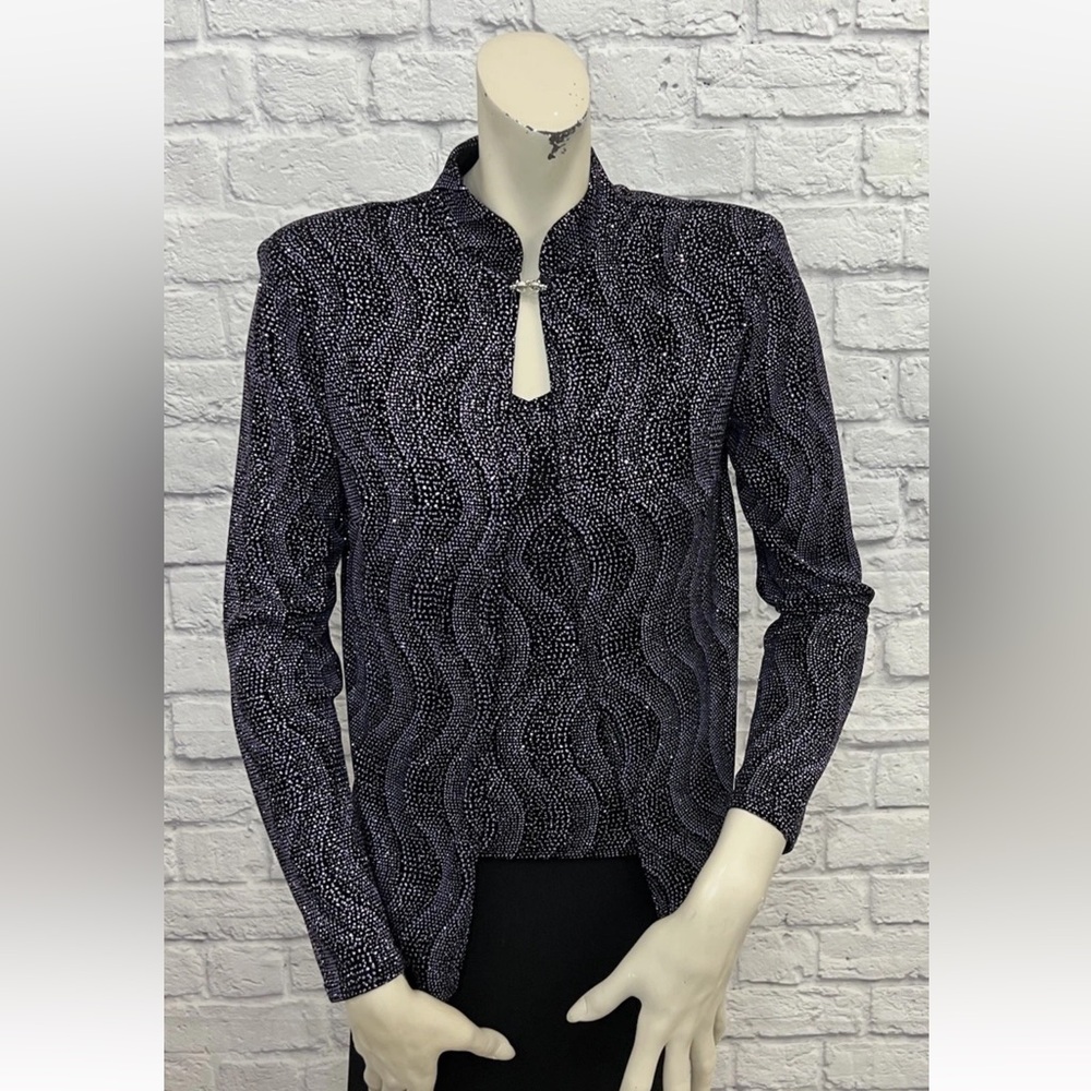 ONYX NITE SPARKLY BLACK & PURPLE TOP & JACKET SET SIZE S